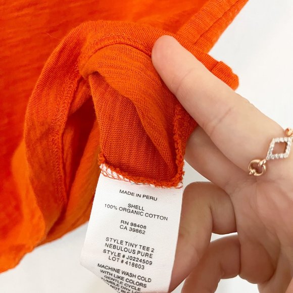 X Theory 'Tiny Tee 2' Orange Short Sleeve Crewneck T-Shirt - Size P - Picture 4 of 4